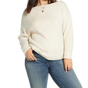 Treasure & Bond Plus Size 3X Off the Shoulder Pullover Sweater Ivory